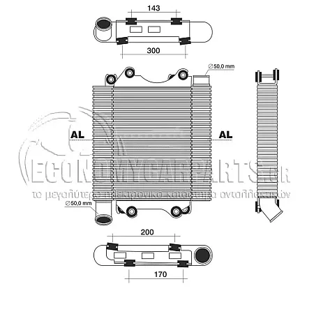 ΨΥΓΕΙΟ INTERCOOLER (ΓΙΑ ΕΚΔΟΣΕΙΣ 2.5-3.0 D ΠΕΤΡΕΛΑΙΟ) (ΔΙΑΣΤΑΣΕΙΣ ΚΥΨΕΛΗΣ: 376x375x65mm)