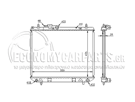 ΨΥΓΕΙΟ ΝΕΡΟΥ (ΓΙΑ ΕΚΔΟΣΕΙΣ 1.3cc 16V ΒΕΝΖΙΝΗ) (ΓΙΑ ΕΚΔΟΣΕΙΣ ΜΕ Ή ΧΩΡΙΣ A/C) (ΔΙΑΣΤΑΣΕΙΣ ΚΥΨΕΛΗΣ: 42.5x57cm) 1997-2000 (KOYO)