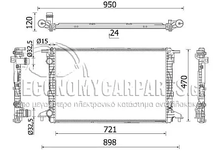 ΨΥΓΕΙΟ ΝΕΡΟΥ (ΓΙΑ ΕΚΔΟΣΕΙΣ: 1.4 TFSi ΒΕΝΖΙΝΗ - 2.0 TDi ΠΕΤΡΕΛΑΙΟ) (ΔΙΑΣΤΑΣΕΙΣ ΚΥΨΕΛΗΣ: 720x480x26) (ΜΕ ΠΑΡΟΧΕΣ ΣΤΗΝ ΠΛΕΥΡΑ ΤΟΥ ΟΔΗΓΟΥ) (ΔΙΑΜΕΤΡΟΣ ΠΑΡΟΧΩΝ: 38/38)