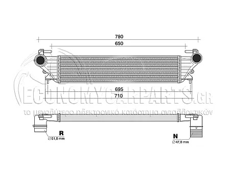 ΨΥΓΕΙΟ INTERCOOLER (ΓΙΑ ΕΚΔΟΣΕΙΣ 0.9 TURBO ΒΕΝΖΙΝΗ - 1.3 JTD ΠΕΤΡΕΛΑΙΟ) (ΔΙΑΣΤΑΣΕΙΣ ΚΥΨΕΛΗΣ: 570x13mm)