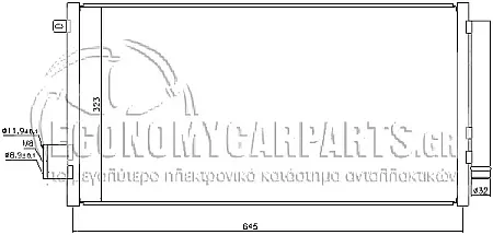 ΨΥΓΕΙΟ A/C (ΓΙΑ ΕΚΔΟΣΕΙΣ 0.9 TURBO ΒΕΝΖΙΝΗ - 1.3 JTD ΠΕΤΡΕΛΑΙΟ) (ΔΙΑΣΤΑΣΕΙΣ ΚΥΨΕΛΗΣ: 62.2x31.6x1.6cm)