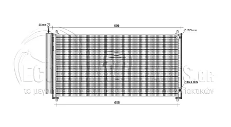 ΨΥΓΕΙΟ A/C (ΓΙΑ ΕΚΔΟΣΕΙΣ: 1.6-2.0-2.2 D4D ΠΕΤΡΕΛΑΙΟ) (ΔΙΑΣΤΑΣΕΙΣ ΚΥΨΕΛΗΣ: 670x330x16mm)