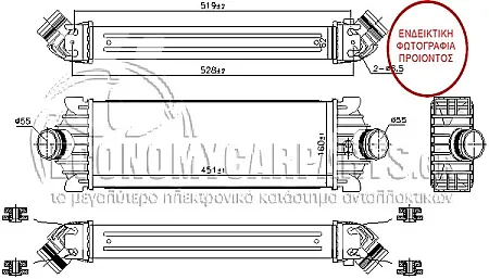 ΨΥΓΕΙΟ INTERCOOLER (ΓΙΑ ΕΚΔΟΣΕΙΣ 2.0 TDCi ΠΕΤΡΕΛΑΙΟ) (ΔΙΑΣΤΑΣΕΙΣ ΚΥΨΕΛΗΣ: 450x160x62mm)