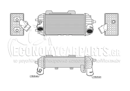 ΨΥΓΕΙΟ INTERCOOLER (ΓΙΑ ΕΚΔΟΣΕΙΣ 2.0 CRDi ΠΕΤΡΕΛΑΙΟ) (ΔΙΑΣΤΑΣΕΙΣ ΚΥΨΕΛΗΣ: 350x190x90mm)