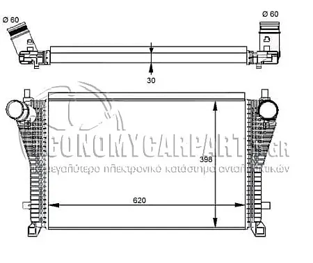 ΨΥΓΕΙΟ INTERCOOLER (ΓΙΑ ΕΚΔΟΣΕΙΣ 2.0 TFSi ΒΕΝΖΙΝΗ) (ΔΙΑΣΤΑΣΕΙΣ ΚΥΨΕΛΗΣ: 620x398x30mm)