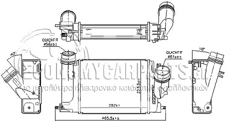 ΨΥΓΕΙΟ INTERCOOLER (ΓΙΑ ΕΚΔΟΣΕΙΣ 1.6 DCi) (ΔΙΑΣΤΑΣΕΙΣ ΚΥΨΕΛΗΣ: 282x218x64mm) (VALEO)