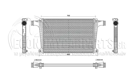 ΨΥΓΕΙΟ INTERCOOLER (ΓΙΑ ΕΚΔΟΣΕΙΣ 3.0 TDI ΠΕΤΡΕΛΑΙΟ) (ΔΙΑΣΤΑΣΕΙΣ ΚΥΨΕΛΗΣ: 550x233mm)