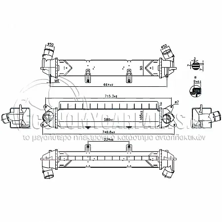 ΨΥΓΕΙΟ INTERCOOLER (ΓΙΑ ΕΚΔΟΣΕΙΣ 1.0 BENZINH) (ΔΙΑΣΤΑΣΕΙΣ ΚΥΨΕΛΗΣ: 580x108x90mm)
