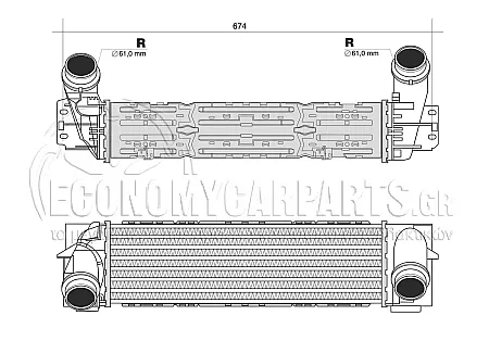 ΨΥΓΕΙΟ INTERCOOLER (ΓΙΑ ΕΚΔΟΣΕΙΣ 2.0 ΒΕΝΖΙΝΗ - 3.0 ΠΕΤΡΕΛΑΙΟ) (ΔΙΑΣΤΑΣΕΙΣ ΚΥΨΕΛΗΣ: 540x173x105mm)