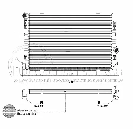 ΨΥΓΕΙΟ ΝΕΡΟΥ (ΓΙΑ ΕΚΔΟΣΕΙΣ 2.0 TDi 135Kw ΠΕΤΡΕΛΑΙΟ) (ΔΙΑΣΤΑΣΕΙΣ ΚΥΨΕΛΗΣ: 650x450x32mm) (KOYO)