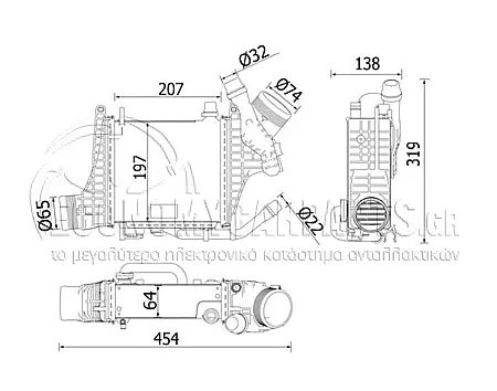 ΨΥΓΕΙΟ INTERCOOLER (ΓΙΑ ΕΚΔΟΣΕΙΣ 1.5-2.0 BENZINH HYBRID) (ΔΙΑΣΤΑΣΕΙΣ ΚΥΨΕΛΗΣ: 207x197mm) (MAHLE BEHR PREMIUM LINE)