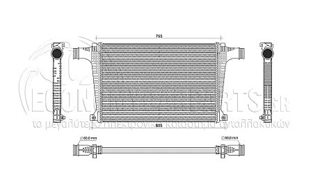 ΨΥΓΕΙΟ INTERCOOLER (ΓΙΑ ΕΚΔΟΣΕΙΣ 2.0 TFSi ΒΕΝΖΙΝΗ - 3.0 TDi ΠΕΤΡΕΛΑΙΟ) (ΔΙΑΣΤΑΣΕΙΣ ΚΥΨΕΛΗΣ: 690x480x32mm)