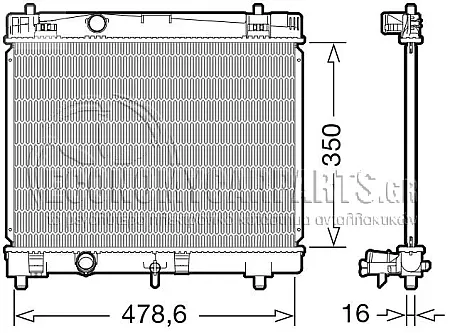 ΨΥΓΕΙΟ ΝΕΡΟΥ (ΓΙΑ ΕΚΔΟΣΕΙΣ 1.0 VVT-I (51Kw) (2005-2011) ΒΕΝΖΙΝΗ) - (ΓΙΑ ΕΚΔΟΣΕΙΣ 1.3 VVT-I (64Kw) (2005-2009) ΒΕΝΖΙΝΗ) (ΔΙΑΣΤΑΣΕΙΣ ΚΥΨΕΛΗΣ: 350x480mm)