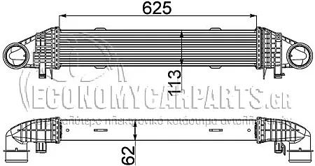 ΨΥΓΕΙΟ INTERCOOLER (ΓΙΑ ΕΚΔΟΣΕΙΣ 1.8-2.5 ΒΕΝΖΙΝΗ - 2.2 CDi ΠΕΤΡΕΛΑΙΟ) (ΔΙΑΣΤΑΣΕΙΣ ΚΥΨΕΛΗΣ: 625x113x62mm)