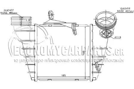 ΨΥΓΕΙΟ INTERCOOLER (ΓΙΑ ΕΚΔΟΣΕΙΣ: 1,9TDi) (ΔΙΑΣΤΑΣΕΙΣ ΚΥΨΕΛΗΣ: 18*19*64) (ΜΕ ΠΑΡΟΧΕΣ ΚΟΥΜΠΩΤΕΣ)