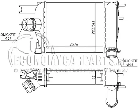 ΨΥΓΕΙΟ INTERCOOLER (ΓΙΑ ΕΚΔΟΣΕΙΣ 1.5 DCi ΠΕΤΡΕΛΑΙΟ) (ΔΙΑΣΤΑΣΕΙΣ ΚΥΨΕΛΗΣ: 255x226x62mm)