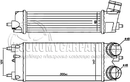 ΨΥΓΕΙΟ INTERCOOLER (ΓΙΑ ΕΚΔΟΣΕΙΣ 1.6 TDCi ΠΕΤΡΕΛΑΙΟ) (ΔΙΑΣΤΑΣΕΙΣ ΚΥΨΕΛΗΣ: 300x150x80mm) (ΜΕ ΠΑΡΟΧΕΣ ΙΣΙΑ)