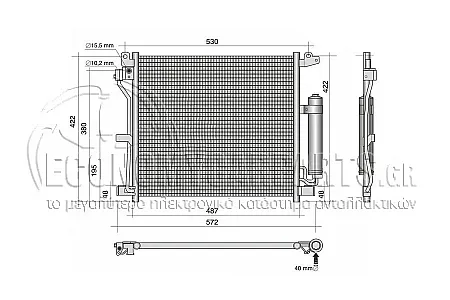 ΨΥΓΕΙΟ A/C (ΓΙΑ ΕΚΔΟΣΕΙΣ: 1.5 DCi ΠΕΤΡΕΛΑΙΟ) (ΔΙΑΣΤΑΣΕΙΣ ΚΥΨΕΛΗΣ: 487x409x16mm) (ΜΕ ΒΑΛΒΙΔΑ ΠΑΝΩ ΣΤΟ ΦΙΛΤΡΟ)