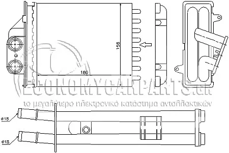 ΨΥΓΕΙΟ ΚΑΛΟΡΙΦΕΡ (M) (ΓΙΑ ΟΧΗΜΑΤΑ ΜΕ Ή ΧΩΡΙΣ A/C) (ΔΙΑΣΤΑΣΕΙΣ ΚΥΨΕΛΗΣ: 180x157) (MAZI ME TIΣ ΣΩΛΗΝΕΣ)