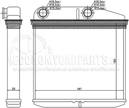 ΨΥΓΕΙΟ ΚΑΛΟΡΙΦΕΡ (ΓΙΑ ΕΚΔΟΣΕΙΣ ΜΕ ΚΑΙ ΧΩΡΙΣ Α/C) (TYΠΟΥ DENSO) (MAZI ME ΤΙΣ ΣΩΛΗΝΕΣ) (ΔΙΑΣΤΑΣΕΙΣ ΚΥΨΕΛΗΣ:160x188) (ΤΥΠΟΣ ΚΥΨΕΛΗΣ: BRAZED)