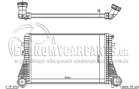 ΨΥΓΕΙΟ INΤERCOOLER (ΓΙΑ ΟΛΕΣ ΤΙΣ ΕΚΔΟΣΕΙΣ ΒΕΝZINH - ΠΕΤΡΕΛΑΙΟ) (ΔΙΑΣΤΑΣΕΙΣ ΚΥΨΕΛΗΣ: 615x405x32mm) (ΔΙΑΜΕΤΡΟΣ ΚΟΛΛΑΡΟΥ: Φ70)