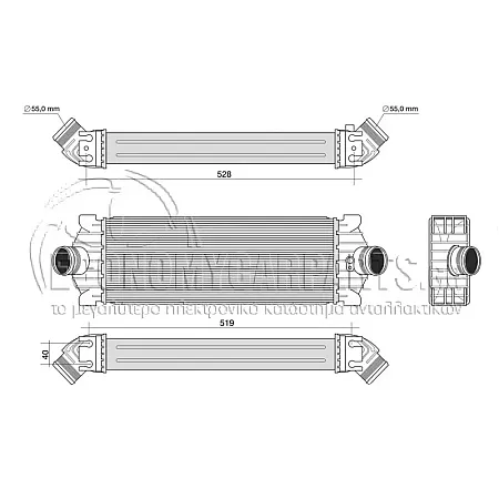 ΨΥΓΕΙΟ INTERCOOLER (ΓΙΑ ΕΚΔΟΣΕΙΣ 2.2 TDCI ΠΕΤΡΕΛΑΙΟ) (ΔΙΑΣΤΑΣΕΙΣ ΚΥΨΕΛΗΣ: 451x160x62mm)