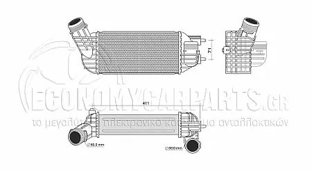 ΨΥΓΕΙΟ INTERCOOLER 2.0 HDI ΠΕΤΡΕΛΑΙΟ (300x147x76) (ΜΕ ΠΑΡΟΧΕΣ Φ 60/40)
